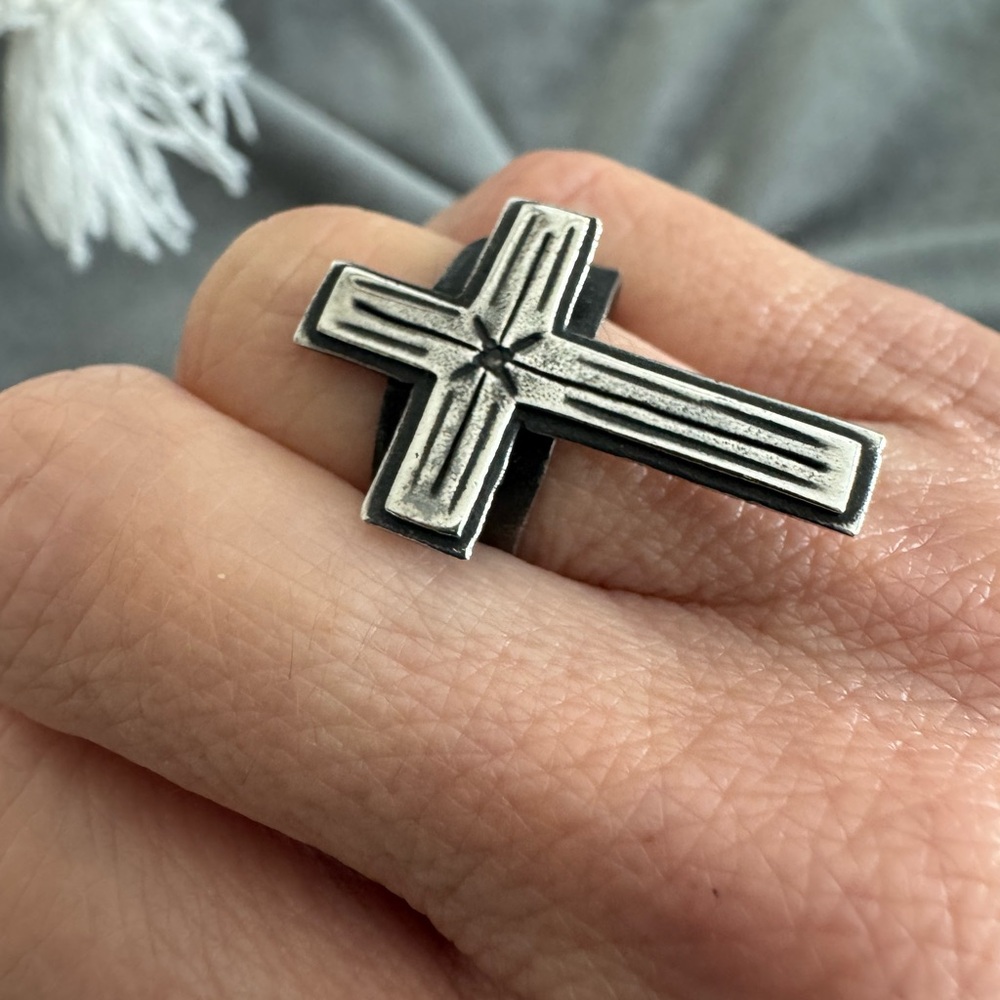 Virgin Saints & Angels Silver Cross Ring